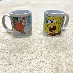 Y2K SpongeBob & Patrick Mug Set Nickelodeon Double Sided Ceramic 2000s Cartoon